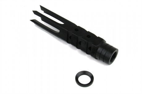AR15 .223/.556 Spike Style Muzzle Brake 1/2x28 Thread with Crush Washer-  Steel Black