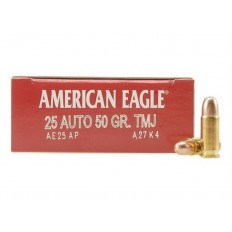Federal American Eagle .25 ACP 50 Gr. Full Metal Jacket- Box of 50