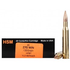 HSM Factory Blemish Trophy Gold .270 Winchester 130 Gr. Berger Hunting VLD Hollow Point Boat Tail- 270130VLD-FB
