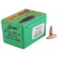 Sierra Bullets .22 Caliber (.224 Diameter) 55 Gr. GameKing Hollow Point Boat Tail- Box of 100
