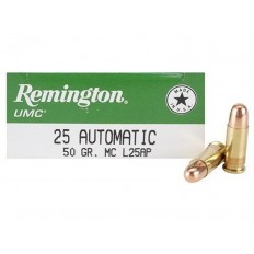 Remington UMC .25 ACP 50 Gr. Full Metal Jacket- Box of 50