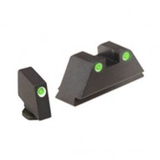 AmeriGlo All GLOCKs Tall Suppressor 3 Dot Tritium Night Sights- Front and Rear Green with White Outline