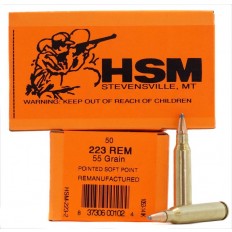 HSM .223 Remington 55 Gr. Pointed Soft Point - Remanufactured- Box of 50