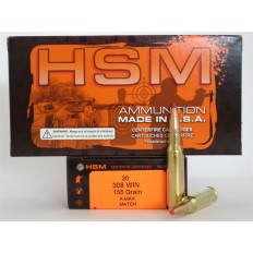 HSM .308 Winchester 155 Gr. A-Max Match- Box of 20
