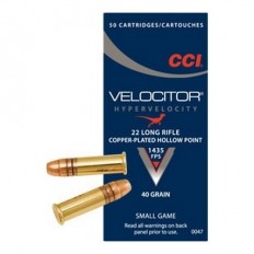 CCI Velocitor .22 Long Rifle 40 Gr. Plated Lead Hollow Point 47