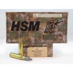 HSM .308 Winchester (7.62x51) 175 Gr. Sierra HPBT Tungsten-Coated Subsonic- Box of 20