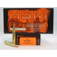 HSM Factory Blemish .220 Swift 55 Gr. Pointed Soft Point- 220SW-4-N-FB