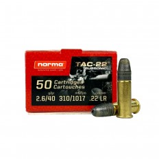 Norma TAC-22 Subsonic .22 Long Rifle 40 Gr. LRN Hollow Point- 2425080