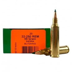 HSM Factory Blemish .22-250 Remington 55 Gr. Sierra Blitzking- 22-250-20-N-FB