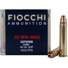 Fiocchi Shooting Dynamics .22 Winchester Magnum Rimfire (WMR) 40 Gr. Jacketed Hollow Point- 22FWB