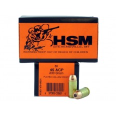 HSM Factory Blemish .45 ACP 230 Gr. Plated Hollow Point- Remanufactured- Box of 50