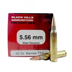Black Hills 5.56x45mm NATO 62 Gr. Barnes TSX Hollow Point- Lead-Free- D556N18