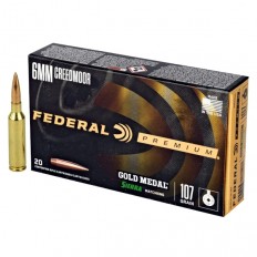 Federal Premium Gold Medal Berger 6mm Creedmoor 107 Gr. Sierra MatchKing Hollow Point Boat Tail- GM6CRDM1