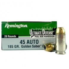 Remington HD Ultimate Defense .45 Auto 185 Gr. Golden Saber JHP- Lead Free- HD45APA