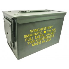 Winchester NATO 9mm Luger 124 Grain Full Metal Jacket Ammo- Can of 1000 
