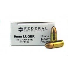Federal Range Target Practice (RTP) 9mm Luger 115 Gr. Full Metal Jacket RTP9115