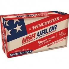 Winchester USA Valor 9mm Luger 124 Gr. NATO Full Metal Jacket- USA9NATOW