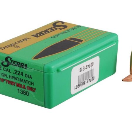Sierra Bullets .22 Caliber (.224 Diameter) 69 Gr. MatchKing Hollow Point Boat Tail- Box of 100- 1380