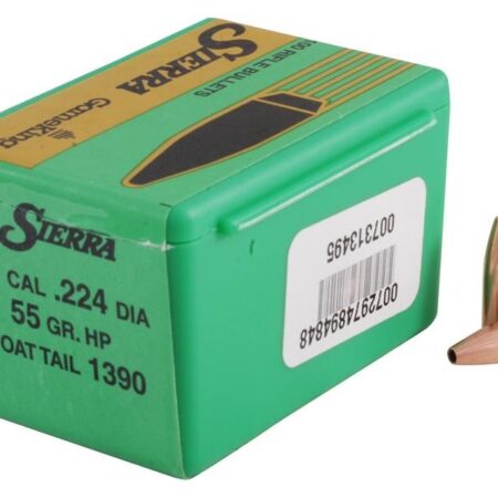 Sierra Bullets .22 Caliber (.224 Diameter) 55 Gr. GameKing Hollow Point Boat Tail- Box of 100- 1390