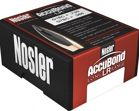 Nosler Bullets .30 Caliber (.308 Diameter) 190 Gr. AccuBond Long Range Bonded Spitzer Boat Tail- Box of 100- 58456