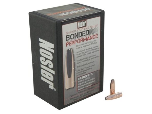 Nosler Bullets 6.8mm Remington SPC (.277 Diameter) 90 Gr. Bonded Performance Spitzer Solid Base- Box of 100- 38140