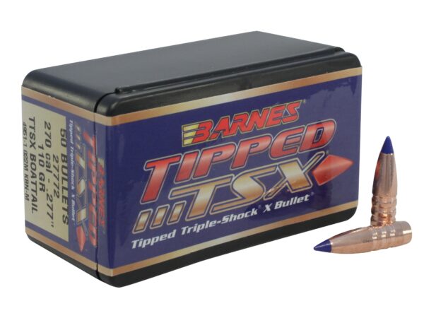 Barnes Bullets .270 Caliber (.277 Diameter) 110 Gr. Tipped TSX Spitzer Boat Tail- Lead-Free- Box of 50- 30274