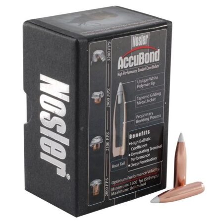 Nosler Bullets .264 Caliber/ 6.5mm (.264 Diameter) 130 Gr. AccuBond Bonded Spitzer Boat Tail- Box of 50- 56902