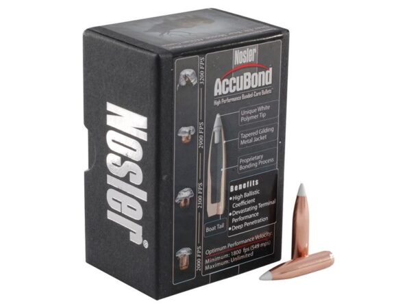Nosler Bullets .264 Caliber/ 6.5mm (.264 Diameter) 130 Gr. AccuBond Bonded Spitzer Boat Tail- Box of 50- 56902