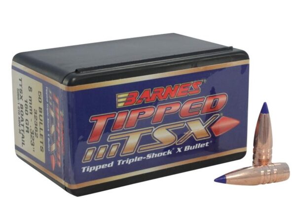 Barnes Bullets .323 Caliber / 8mm (.323 Diameter) 160 Gr. Tipped TSX Boat Tail- Lead-Free- Box of 50- 30400