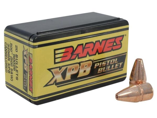 Barnes Bullets .500 S&W (.500 Diameter) 325 Gr. XPB Solid Copper Hollow Point- Lead-Free- Box of 20- 30665