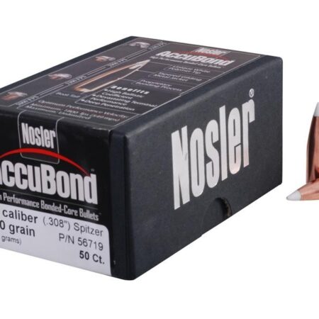 Nosler Bullets .30 Caliber (.308 Diameter) 150 Gr. AccuBond Bonded Spitzer Boat Tail- Box of 50- 56719