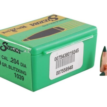 Sierra Bullets .20 Caliber (.204 Diameter) 39 Gr. BlitzKing Boat Tail- Box of 100- 1039