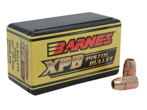 Barnes Bullets .44 Caliber (.429 Diameter) 200 Gr. XPB Solid Copper Hollow Point- Lead-Free- Box of 20- 30541