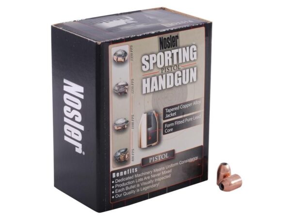 Nosler Bullets 9mm (.355 Diameter) 124 Gr. Sporting Handgun Jacketed Hollow Point- Box of 250- 43123