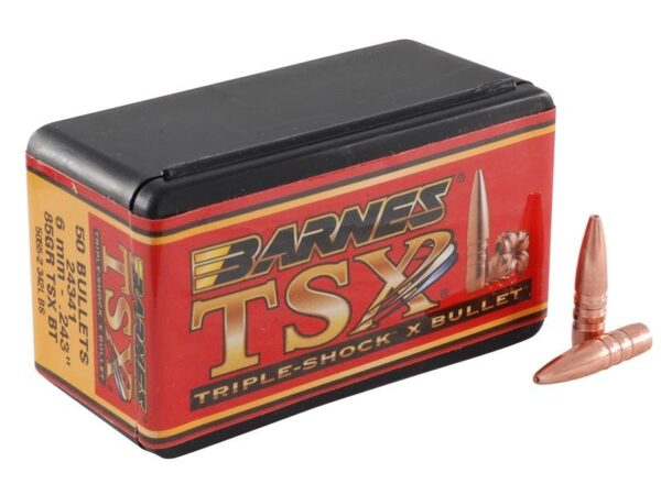 Barnes Bullets .243 Caliber/ 6mm (.243 Diameter) 85 Gr. TSX Hollow Point Boat Tail- Lead-Free- Box of 50- 30212