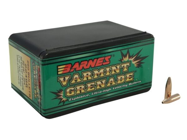 Barnes Bullets .22 Caliber (.224 Diameter) 50 Gr. Varmint Grenade Hollow Point- Lead-Free- Box of 100- 30198