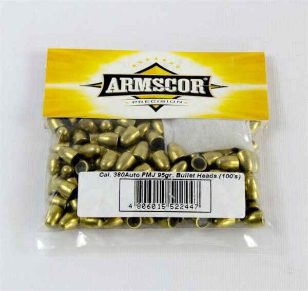 Armscor Bullets .380 ACP (.355 Diameter) 95 Gr. FMJ- Bag of 100- ARB380FMJ95