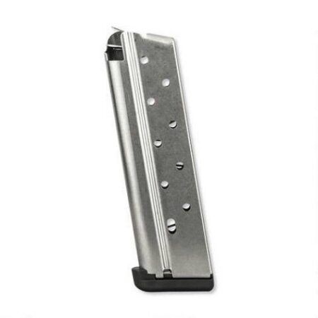 Chip McCormick Power Mag 1911 Government/Commander .38 Super 10-Round Magazine with Base Pad- Stainless Steel- 13111