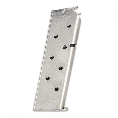 Chip McCormick Match Grade 1911 Government/Commander .45 ACP 8-Round magazine- Stainless Steel- 14110