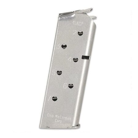 Chip McCormick Match Grade 1911 Officer/Compact .45 ACP 7-Round Magazine- Stainless Steel- 14120