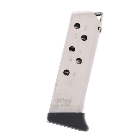 Walther PPK .380 ACP 6-Round Magazine with Finger Rest- Steel Nickel- 2246010