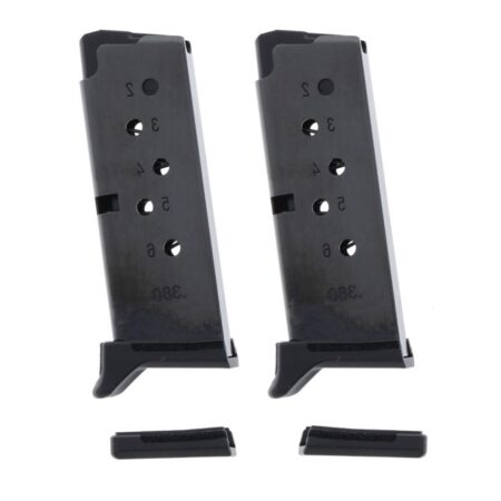 Ruger LCP .380 ACP 6-Round Magazine with Finger Rest, Steel Blue- Value pack of 2- 90643