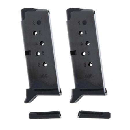 Ruger LCP/LCP II .380 ACP 6-Round Magazine, Finger Rest, Steel Blue- Value pack of 2- 90644