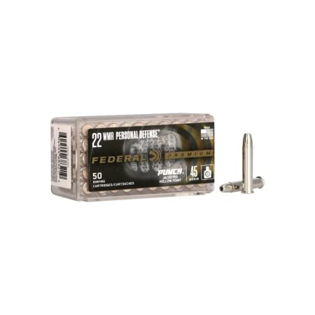 an image of the product Federal Premium Punch Personal Defense .22 Winchester Magnum Rimfire 45 Gr. Jacketed Hollow Point- Box of 50 - PD22WMR1