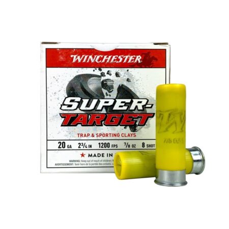 an image of the product Winchester Super-Target 20 Gauge 2-3/4" 7/8 oz #8 Shot- Box of 25 - TRGT208