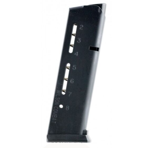 Wilson Combat Elite Tactical 1911 Government, Commander .45 ACP 8-Round Full Size Magazine with ETM Base Pad- Steel Black- WC500B