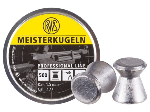 an image of the product RWS Meisterkugeln Professional Line .177 Cal Lead Wadcutter Pellet- Blister Pack of 500 - 2315030