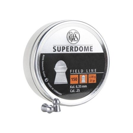 an image of the product RWS Superdome Field Line .25 Cal/6.35mm Round-Nose Lead Pellets- Tin of 150 - 2317380
