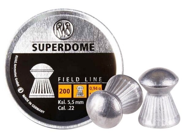 RWS Superdome Field Line .22 Caliber/5.5mm Round-Nose Lead Pellets- Tin of 200- 2317407