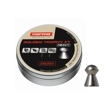 an image of the product Norma Golden Trophy FT Heavy .22 Caliber/5.5mm Domed Lead Pellet- Tin of 200 - 2411412